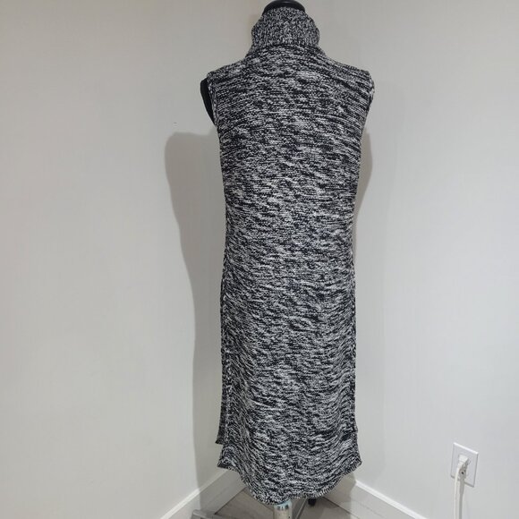 Melissa & Marley Turtleneck Knit Maxi Length Sleeveless Tunic Size M Black White - Picture 6 of 10